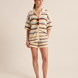 Willa Relaxed Striped Knit Shorts Set – front