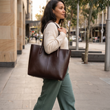 Wren large structured tote Australian walking view