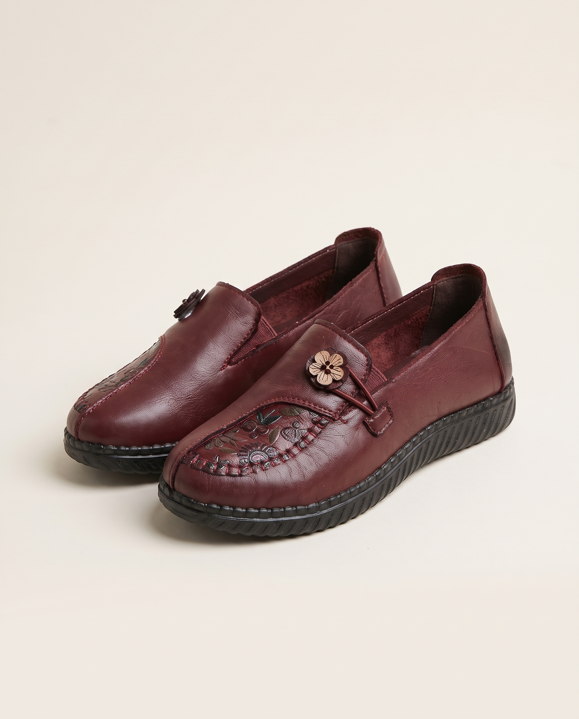 Xanthe Comfortable Slip-On Flat Loafers — HK207-Red variant
