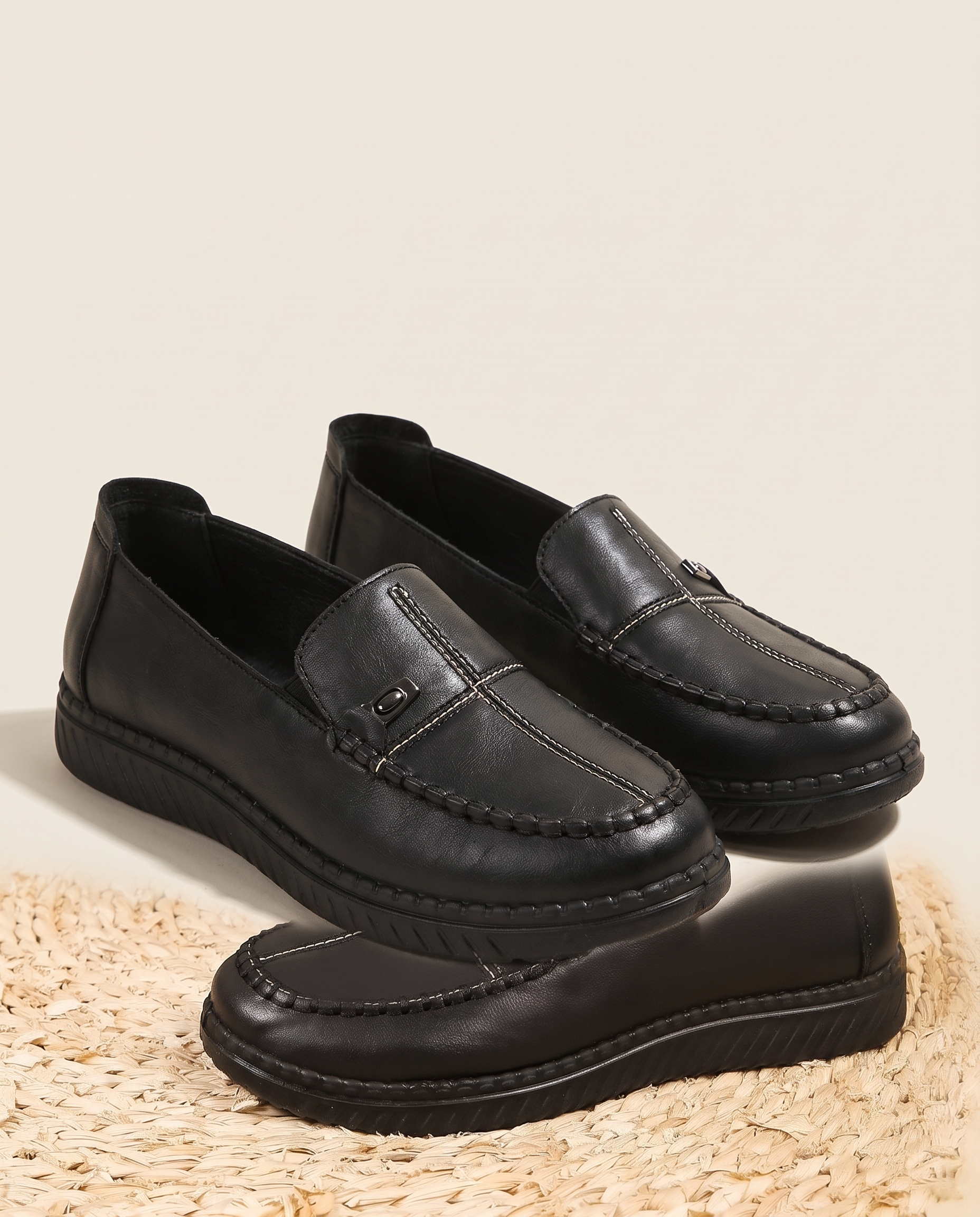 Xanthe Comfortable Slip-On Flat Loafers — HK226-Black variant