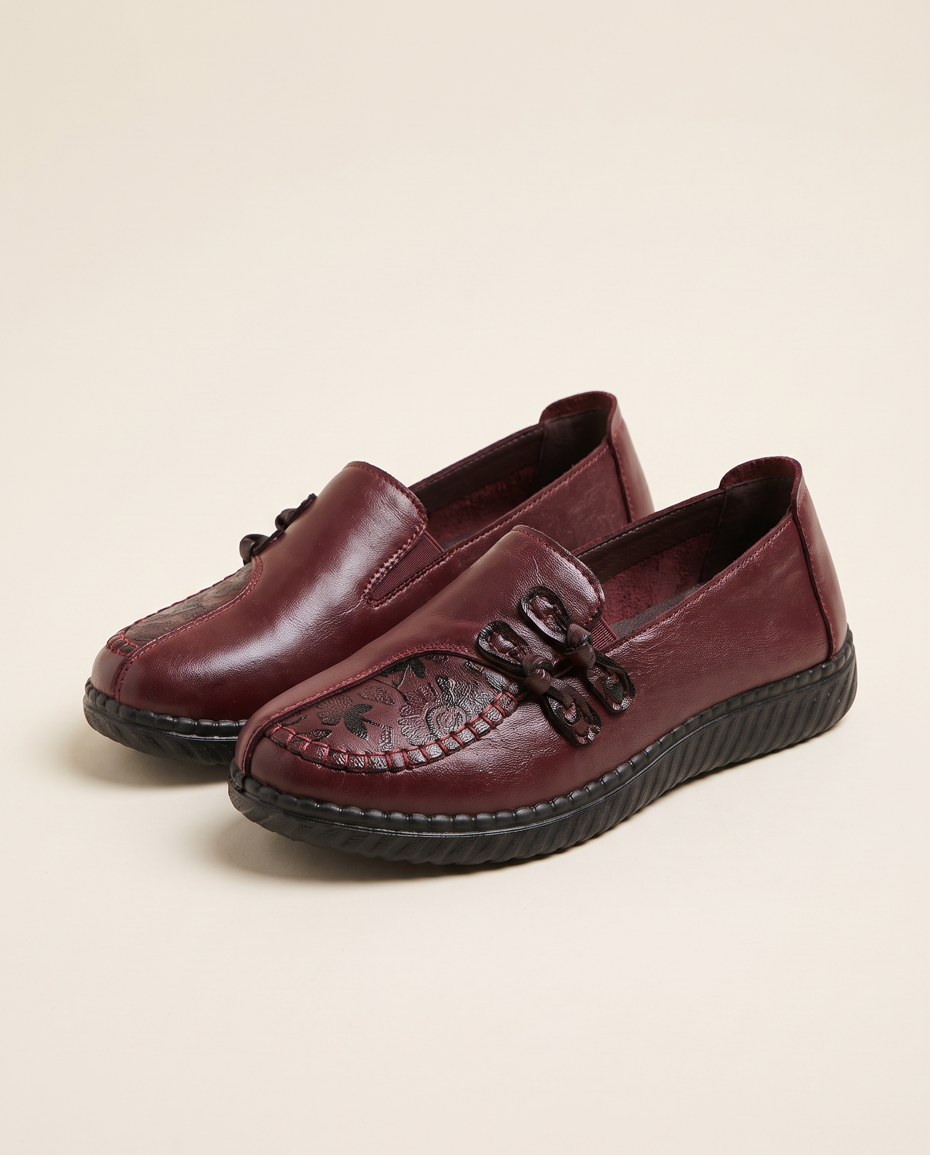 Xanthe Comfortable Slip-On Flat Loafers — HK227-Red variant