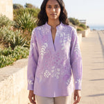 Xiomara | Floral High-Collar Blouse — Purple — coastal lifestyle