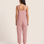 Zaida | Striped Square-Neck Sleeveless Jumpsuit — Red — back view
