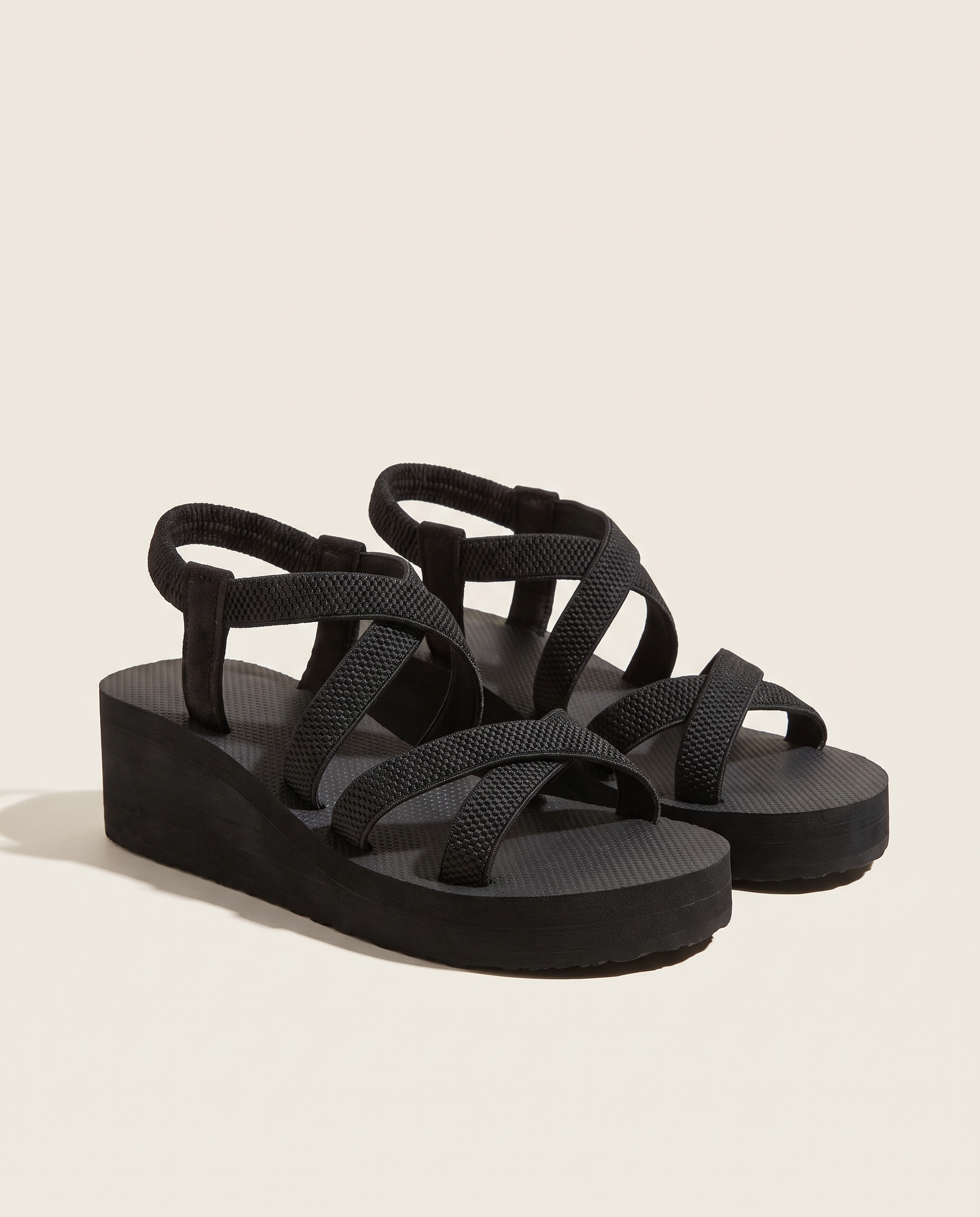 Zinnia Comfortable Platform Wedge Sandals — KDblack5cm variant