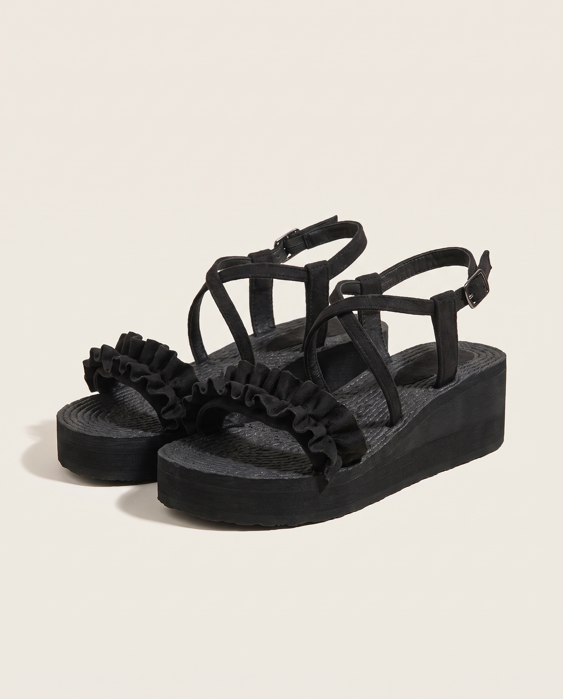 Zinnia Comfortable Platform Wedge Sandals — MUerBlack5CM variant