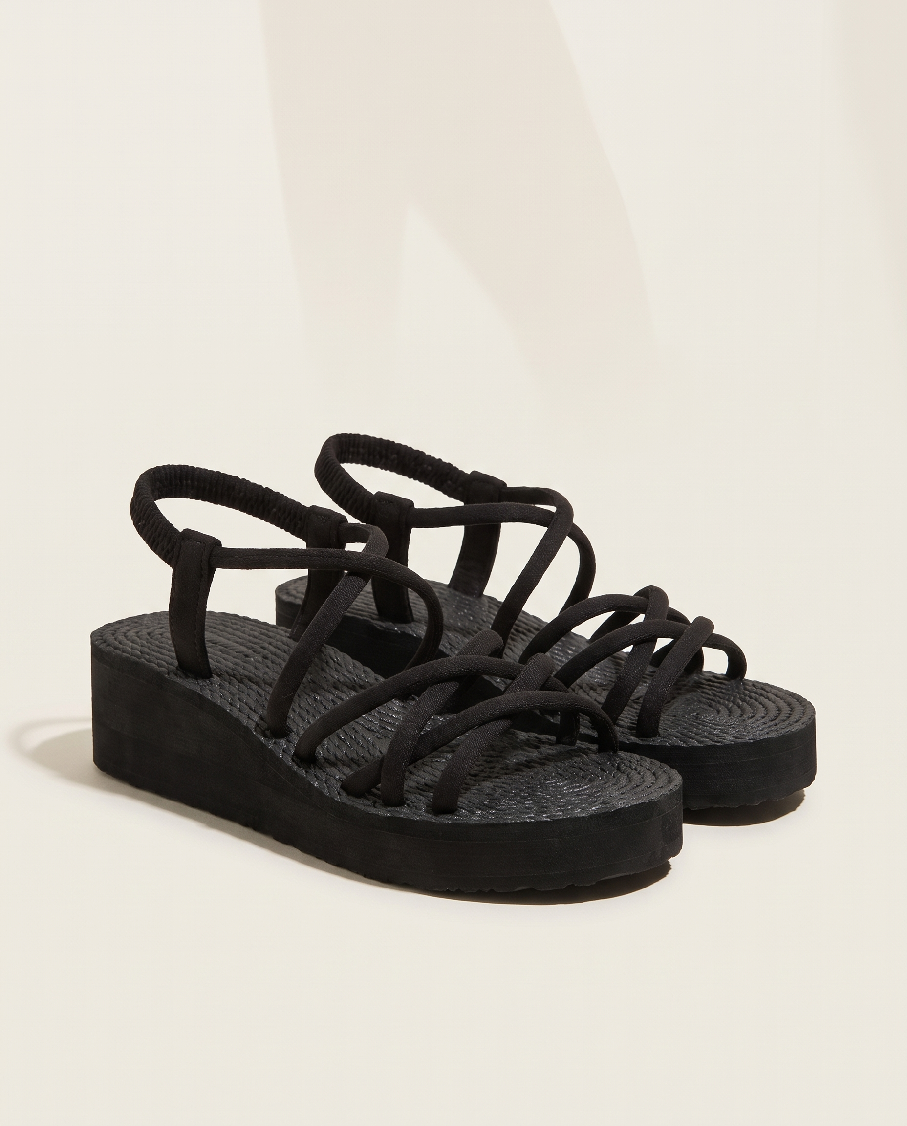 Zinnia Comfortable Platform Wedge Sandals — XDblack 5cm variant